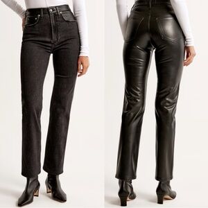 A&F Mixed Fabric Ultra High Rise Ankle Straight Jean - Curve Love